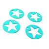 AC119915 Lot de 4 Estampes rondes étoile perforée 18mm couleur Bleu Turquoise