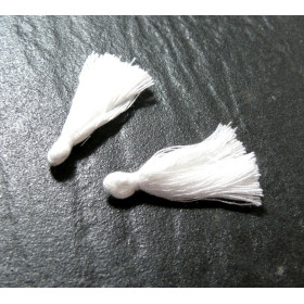 Mini pompons breloque passementière Blanc environ 30mm