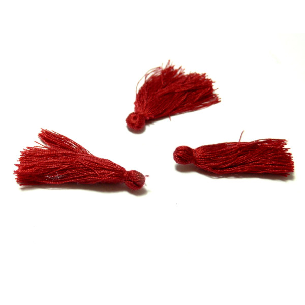 Mini pompons breloque passementière Rouge Foncé environ 30m