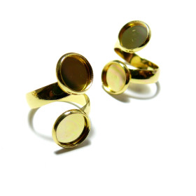 Supports de Bague 10 mm Double Cabochons – Métal couleur Doré