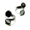 170420140753 PAX 5 supports  bague 12mm Double Cabochons metal couleur Argent Vif