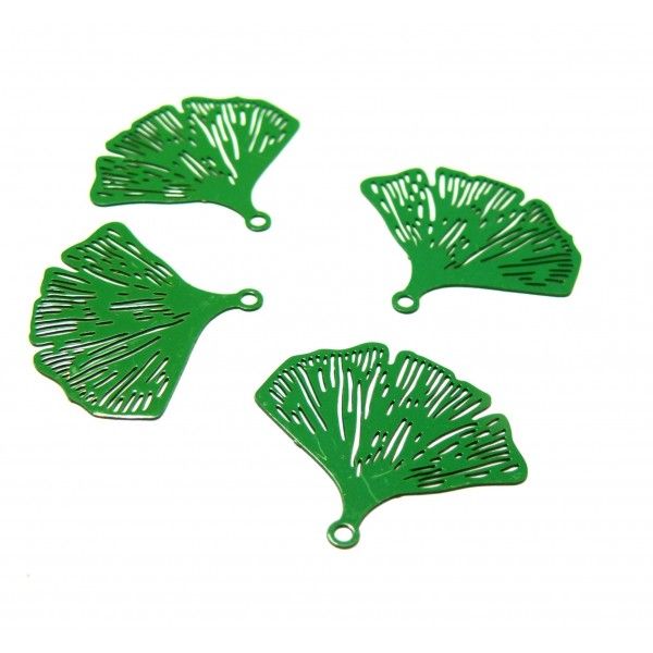 Estampes pendentif filigrane Ginkgo couleur Vert de 20 par 25mm