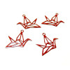 AE116420 Lot 4 Estampes pendentif filigrane  Grue Origami couleur Jaune de 15 par 20mm
