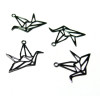 AE116420 Lot 4 Estampes pendentif filigrane Grue Origami couleur Bleu Gris de 15 par 20mm