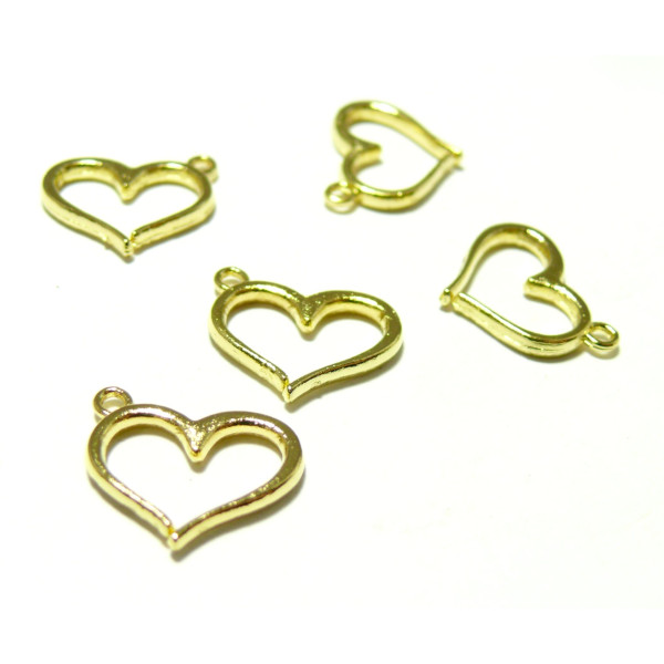 Breloques Pendentifs Coeur 16x13mm Métal Doré