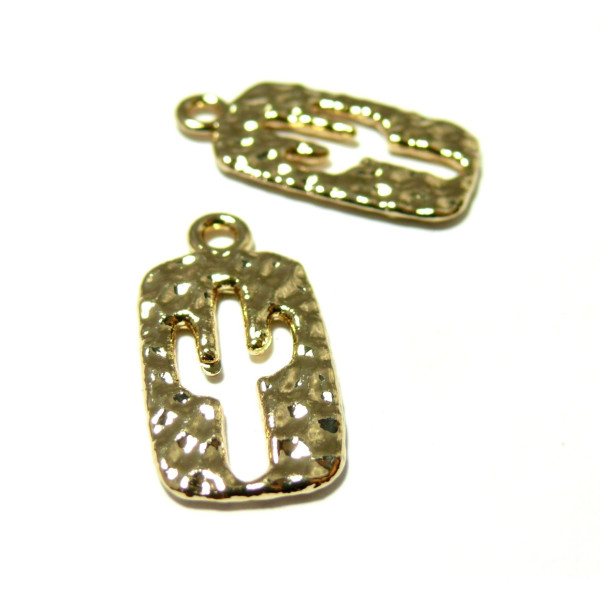 Pendentifs Cactus Martelé 24mm metal couleur Doré