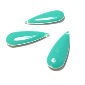 4 sequins médaillons style résine émaillés Biface Goutte XL Orange 28mm par 10mm ref 9