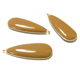 4 sequins médaillons style résine émaillés Biface Goutte XL Jaune 28mm par 10mm ref 9