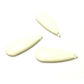 4 sequins médaillons style résine émaillés Biface Goutte XL Blanc 28mm par 10mm ref 9