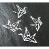 AE116420 Lot 4 Estampes pendentif filigrane Grue Origami couleur Rouge de 15 par 20mm