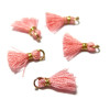 160721134006 PAX 10 MINI pompons breloque passementière avec fil d'or et anneau 10mm Rose Pale