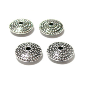 PS1102878 PAX: 100 perles plates intercalaire STRIES TOUPIES metal couleur Argent Antique