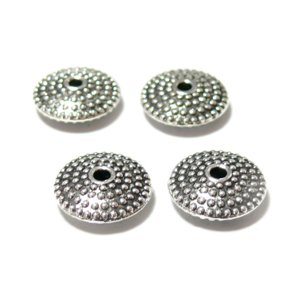 PS1102878 PAX: 100 perles plates intercalaire STRIES TOUPIES metal couleur Argent Antique