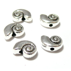 Perles intercalaires Coquillage escargot 11mm metal couleur Argent Antique