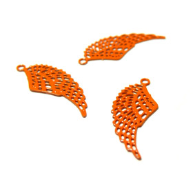 AE114580 Lot de 6 Estampes pendentif  filigrane petite plume Vert Kaki 9 par 22mm