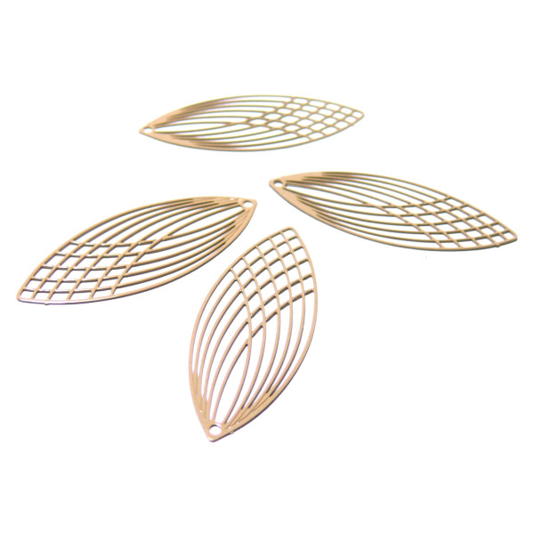 Estampes Pendentif Filigrane Grand Ovale Oblong Beige 15x40mm
