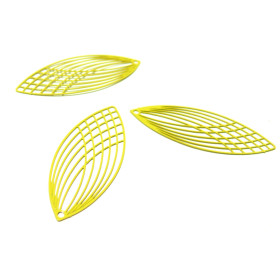 Estampes Pendentif Filigrane Grand Ovale Oblong Jaune 15x40mm