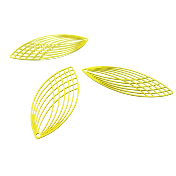 Estampes Pendentif Filigrane Grand Ovale Oblong Jaune 15x40mm