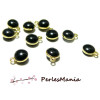 150717114227 PAX 10 sequins médaillons resine émaillés biface rond DORE 3D 6.5mm couleur Bleu NO7
