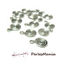 PAX: environ 100 pendentifs ronds spirale 2N9487 VIEIL ARGENT breloques, DIY