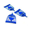 Estampes pendentif  filigrane Cage et Oiseau couleur Bleu Roi 23 par 15mm