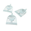 AE112944 Lot de 4 Estampes pendentif  filigrane Cage et Oiseau couleur Bleu Roi 23 par 15mm