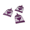 Estampes pendentif  filigrane Cage et Oiseau couleur Violet Pourpre 23 par 15mm