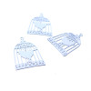 AE112944 Lot de 4 Estampes pendentif  filigrane Cage et Oiseau couleur Rose 23 par 15mm