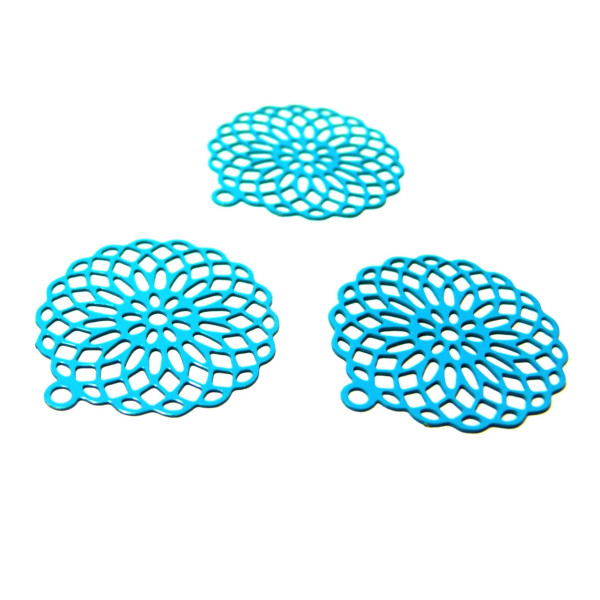 Estampes pendentif filigrane Rosace Turquoise 28 par 30mm
