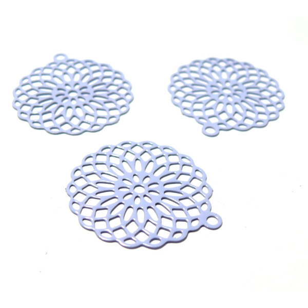 Estampes pendentif filigrane Rosace Lilas Clair 28 par 30mm