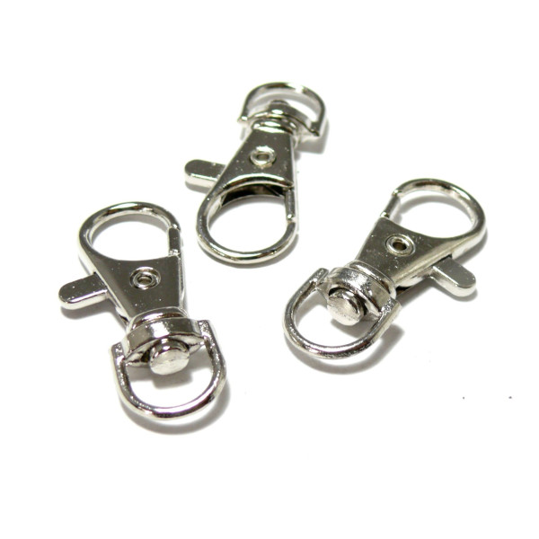 Mousquetons porte clé 37mm métal couleur Argent Platine