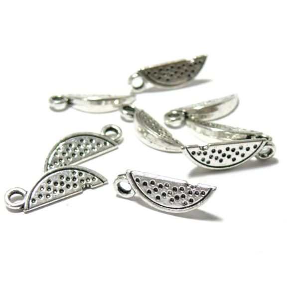 Pendentifs breloque PASTEQUE 3D Biface couleur Argent Antique