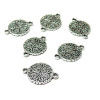 connecteurs Fleur dentelle Rond metal couleur Argent Antique