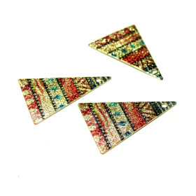 Pendentifs, breloques, stardust Grand Triangle 25mm, style Inca Doré