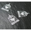 Estampes pendentif  filigrane Cage et Oiseau couleur Blanche 23 par 15mm