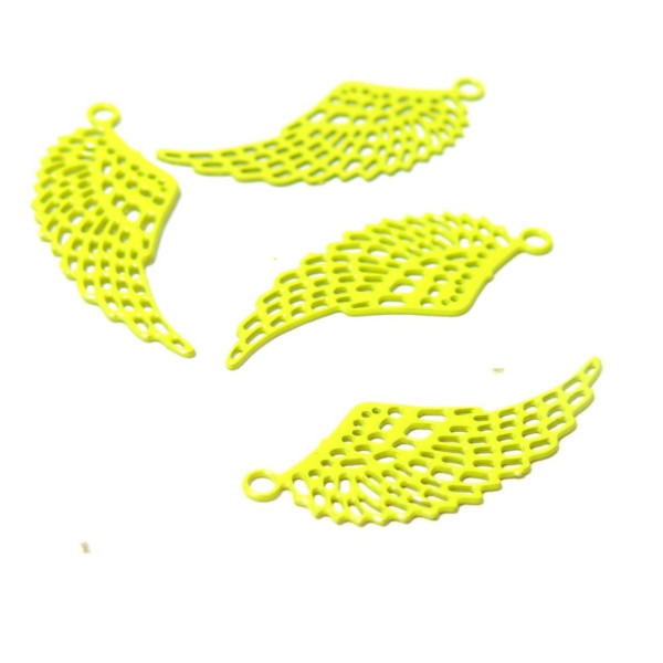 Estampes pendentif  filigrane petite plume Jaune 9 par 22mm