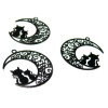 Estampes pendentif filigrane Chats et Lune Noir 20 par 25mm