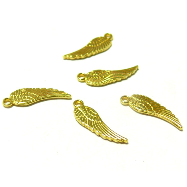 Breloque, pendentifs petites PLUMES 17 mm métal doré