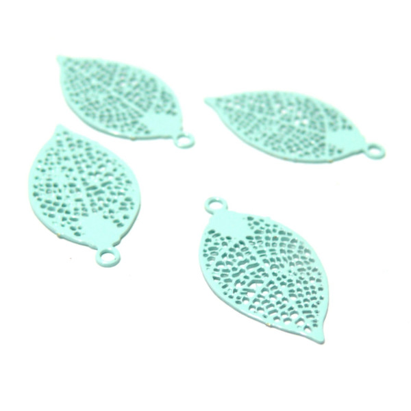 Estampes pendentif filigrane Feuille Bleu Ciel de 20mm