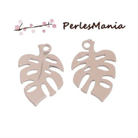 Pendentifs Émaillés Biface Feuille de Philodendron 18mm