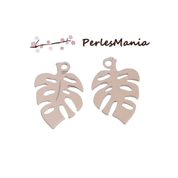 Pendentifs Émaillés Biface Feuille de Philodendron 18mm
