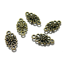 Pendentifs connecteur Fleur Ovale Vintage métal couleur Bronze