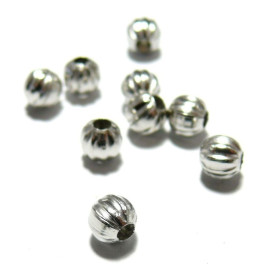 2D8567 PAX 300 perles intercalaires 5mm striés 2D8567 métal couleur Argent Platine