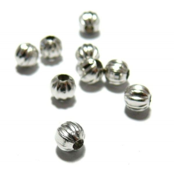 2D8567 PAX 300 perles intercalaires 5mm striés 2D8567 métal couleur Argent Platine