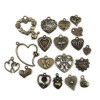 S11130608  Set de 20 pendentifs breloques Coeur métal couleur Bronze