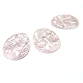 AE114135 Lot de 4 Estampes pendentif filigrane Fleurs Zen, Sakura Rose Pale 30 par 24mm