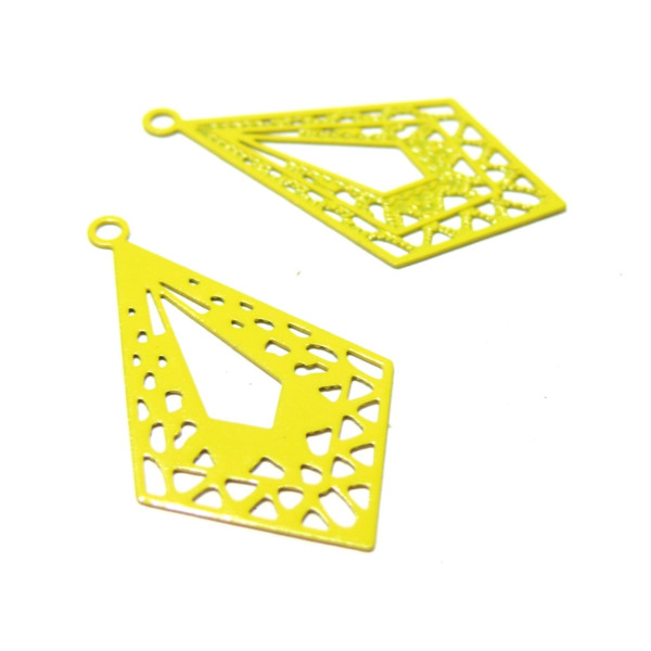 Estampes pendentif filigrane Chandeliers Losange Jaune 19 par 32mm