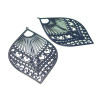Estampes pendentif filigrane Grand eventail Gris Bleu 39 par 59mm
