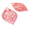 Estampes pendentif filigrane Grand eventail Rose 39 par 59mm
