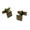 Boutons de manchettes plateau plat carré 10mm métal couleur Bronze qualité Laitonn